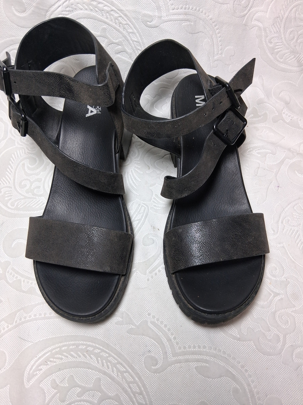 MIA Black Strappy Buckle Sandals
